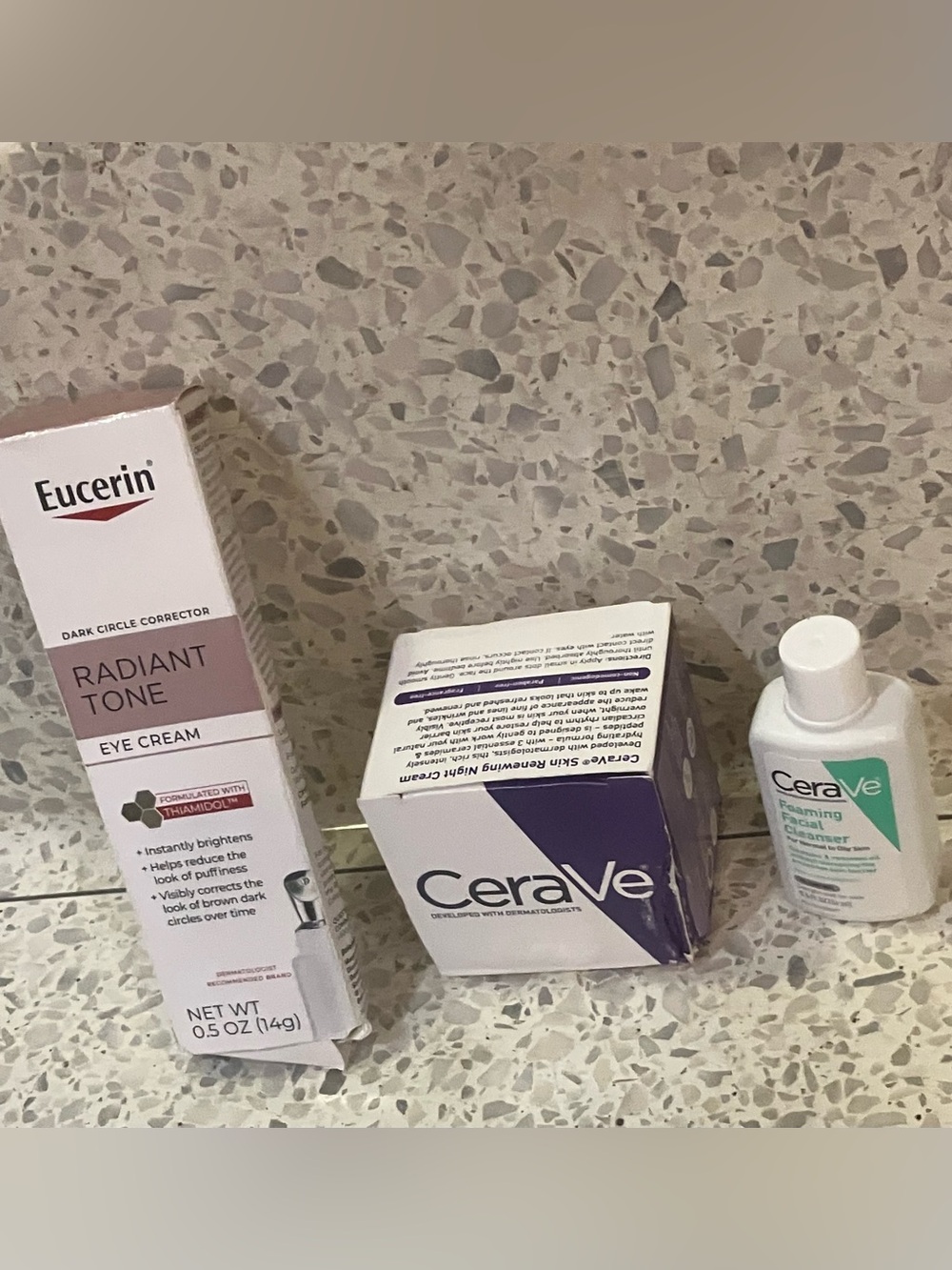 Eucerin Radiant Tone Eye Cream - CeraVe Night Cream Peptide & Foaming Cleanser🔥